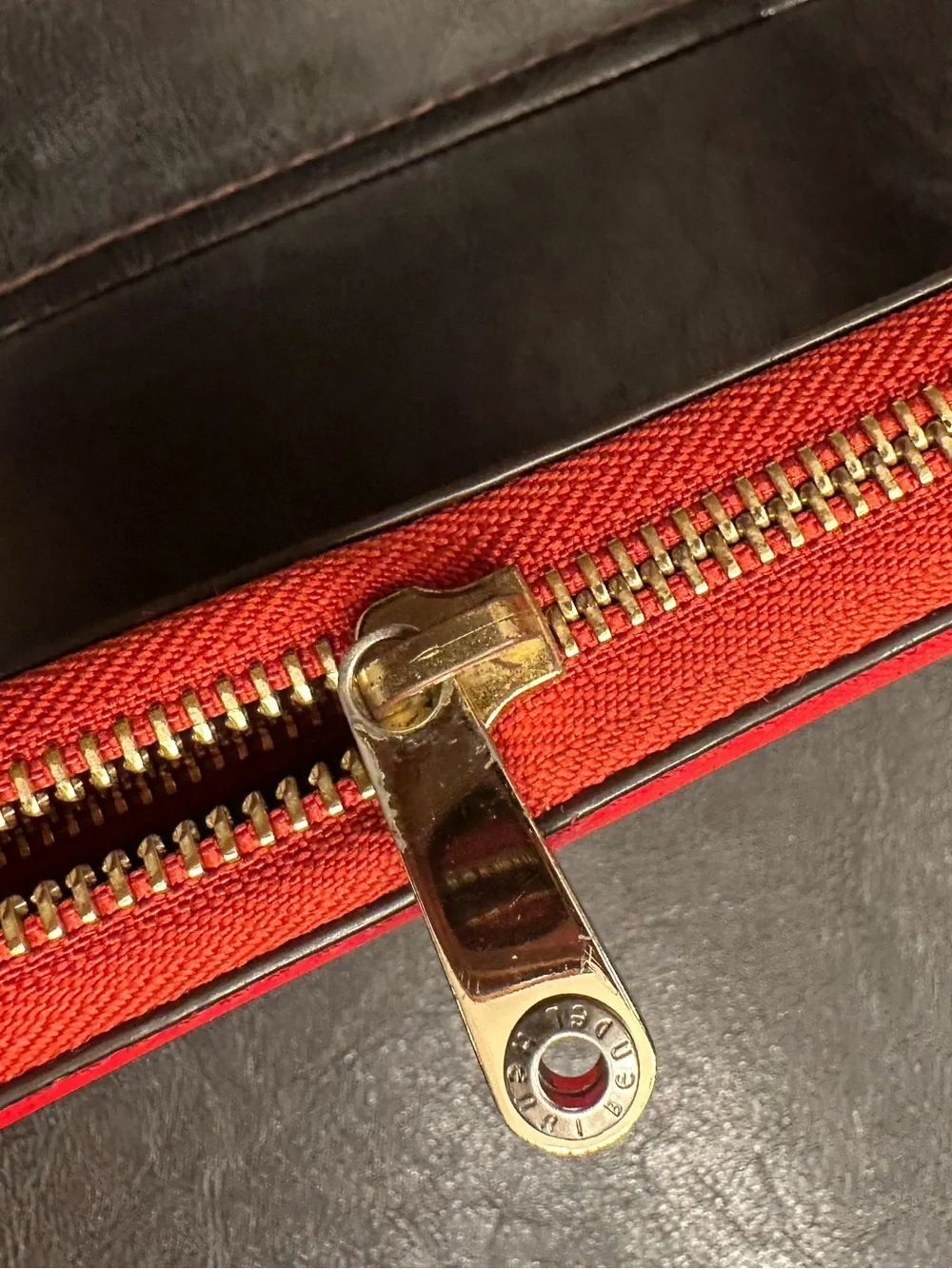Henri Bendel Red Saffiano Leather Zip Around Wallet Clutch Organizer